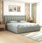 STRATA FURNITUR Upholstered Queen Size Bed with Box Storage for Bedroom Furniture Solid Wood Fabric Bed Wooden Double Bed Cot Palang for Home Living Room and Hotels (Grey)
