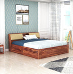 STRATA FURNITURE Sheesham Wood King Size Bed with Drawer Storage Solid Wood Double Bed Palang Wooden Bed for Bedroom Living Room Furniture (Honey Finish)