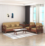 STRATA FURNITURE Sheesham Wood 5 Seater Sofa Set for Living Room Home Office Hall Solid Wooden 3+1+1 Seater Sofa Set Furniture (Honey Finish)