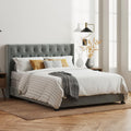 STRATA FURNITURE Upholstered Single Size Bed Without Storage for Bedroom Furniture Solid Wood Fabric Bed Wooden Single Bed Cot Palang for Home Living Room and Hotels (Grey)
