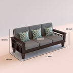 STRATA FURNITURE Solid Sheesham Wood 3 Seater SofaSet for Living Rooms 3 Wooden Sofa Set for Home and Office (Walnut Brown)