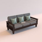 STRATA FURNITURE Solid Sheesham Wood 3 Seater SofaSet for Living Rooms 3 Wooden Sofa Set for Home and Office (Walnut Brown)