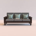 STRATA FURNITURE Solid Sheesham Wood 3 Seater SofaSet for Living Rooms 3 Wooden Sofa Set for Home and Office (Walnut Brown)