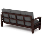 STRATA FURNITURE Solid Sheesham Wood 3 Seater SofaSet for Living Rooms 3 Wooden Sofa Set for Home and Office (Walnut Brown)